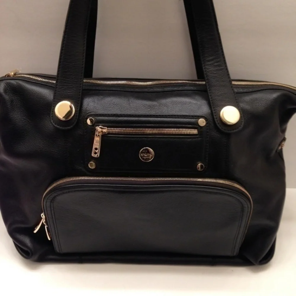 KNOME LONDON black leather business laptop bag